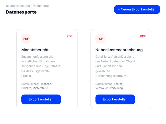 Fertige Export-Vorlagen